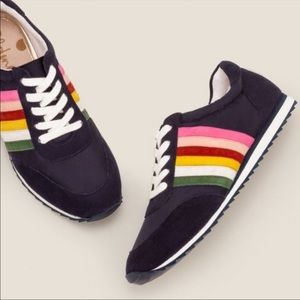 Boden Navy Rainbow Retro Sneakers/Trainers sz 40, like new!